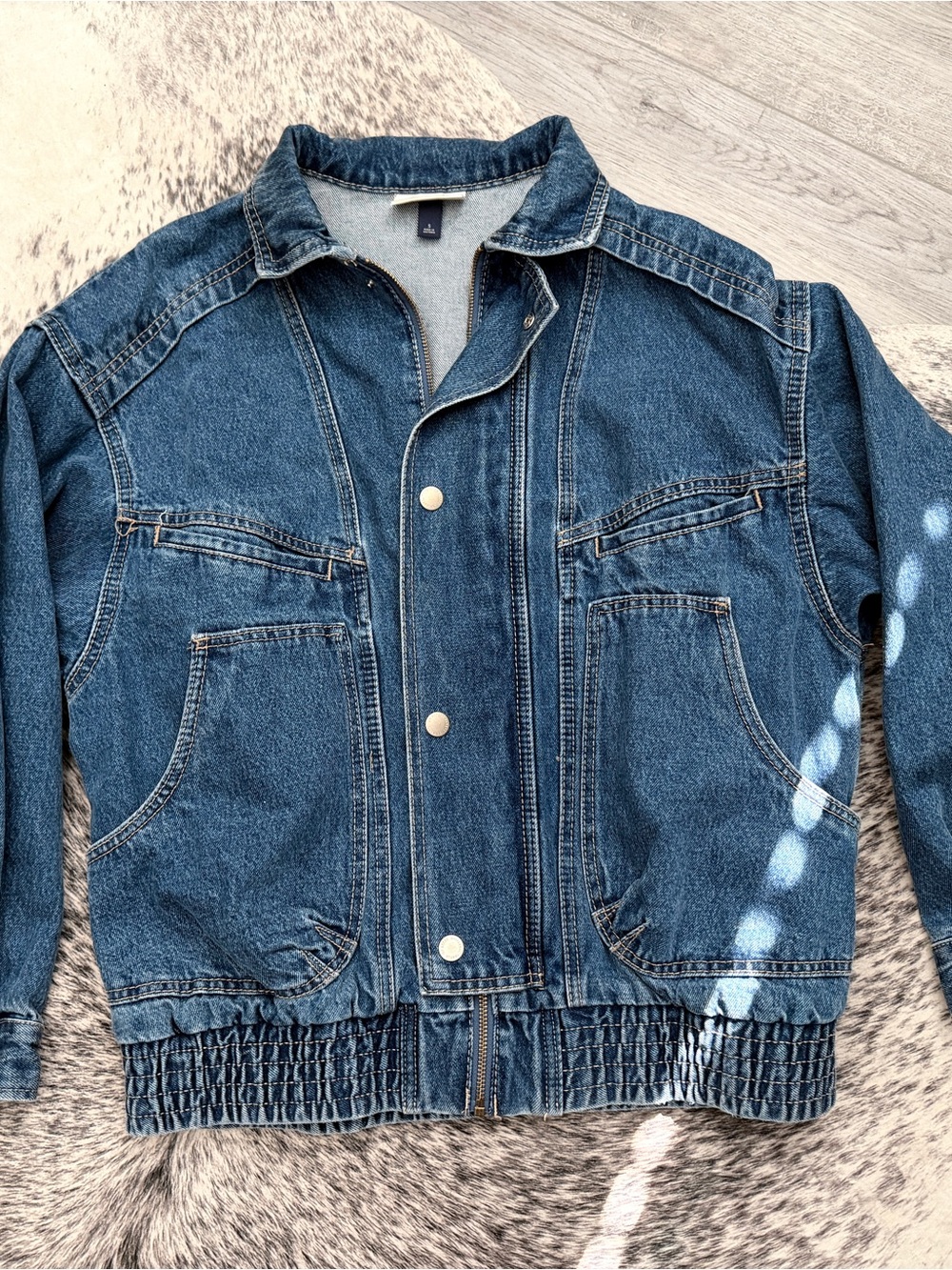 Universal Thread Blue Denim Jacket with Contrast Stitching